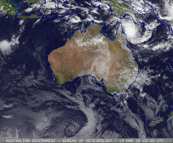 BOM cloud and surface composite satellite image