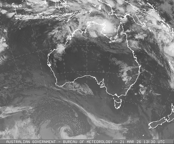 BOM National infrared satellite showing cloud cover