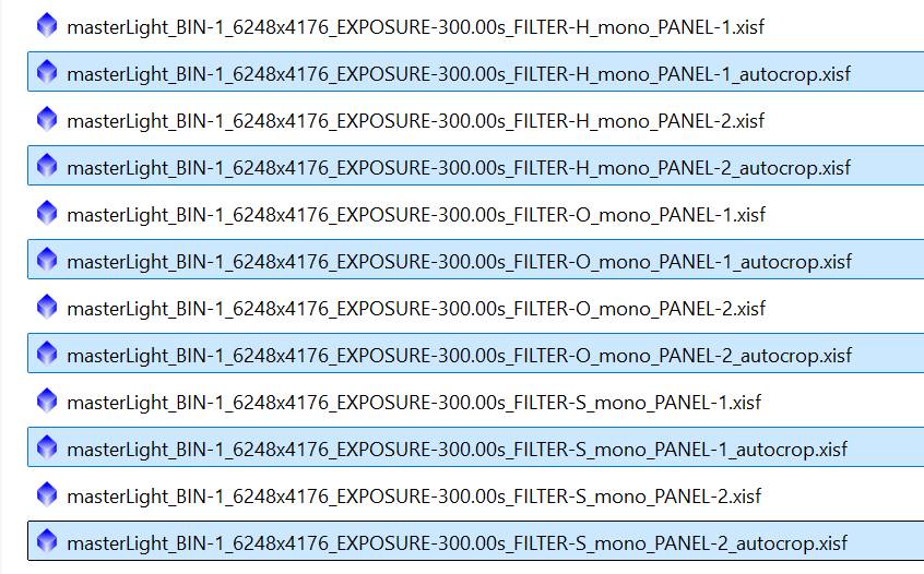 Master folder contents