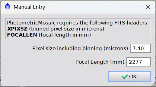 Manual Entry dialog corrected